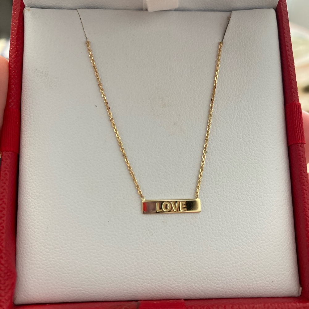 10k gold love bar necklace